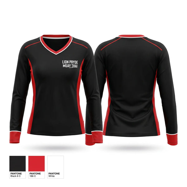 Womens Long Sleeve Vneck Shirt, Lion Pryde Muay thai, , Teamtime, Team time, sublimation, custom sports apparel, team uniforms, spirit wear, spiritwear, sports uniforms, custom shirts, team store, custom team store, fundraiser sports, apparel fundraiser