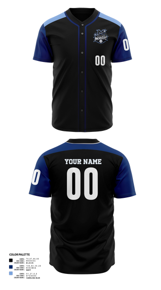 Full Button Baseball Jersey, Michiana Magic, Baseball, Teamtime, Team time, sublimation, custom sports apparel, team uniforms, spirit wear, spiritwear, sports uniforms, custom shirts, team store, custom team store, fundraiser sports, apparel fundraiser
