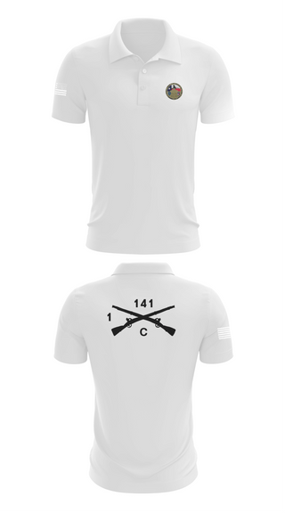 Short Sleeve Performance Polo, C Co 1-141 IN, Army, Teamtime, Team time, sublimation, custom sports apparel, team uniforms, spirit wear, spiritwear, sports uniforms, custom shirts, team store, custom team store, fundraiser sports, apparel fundraiser