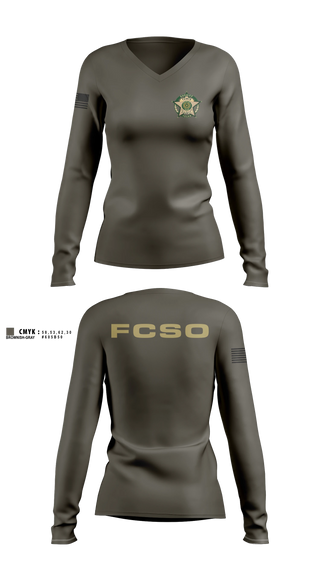 Womens Long Sleeve Vneck Shirt, Fannin County Sheriff's Office, Police, Teamtime, Team time, sublimation, custom sports apparel, team uniforms, spirit wear, spiritwear, sports uniforms, custom shirts, team store, custom team store, fundraiser sports, apparel fundraiser