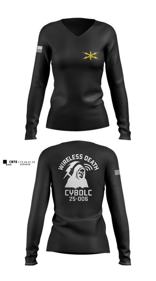 Womens Long Sleeve Vneck Shirt, CyBOLC 25-006, , Teamtime, Team time, sublimation, custom sports apparel, team uniforms, spirit wear, spiritwear, sports uniforms, custom shirts, team store, custom team store, fundraiser sports, apparel fundraiser