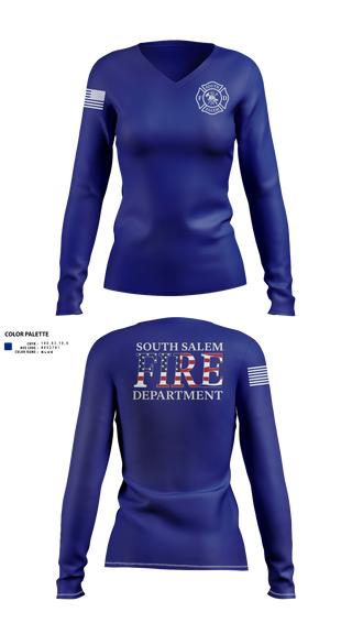 Womens Long Sleeve Vneck Shirt, South Salem fire department, Fire Department, Teamtime, Team time, sublimation, custom sports apparel, team uniforms, spirit wear, spiritwear, sports uniforms, custom shirts, team store, custom team store, fundraiser sports, apparel fundraiser