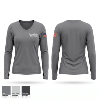 Womens Long Sleeve Vneck Shirt, Cresco Police Department, Police, Teamtime, Team time, sublimation, custom sports apparel, team uniforms, spirit wear, spiritwear, sports uniforms, custom shirts, team store, custom team store, fundraiser sports, apparel fundraiser