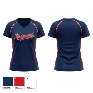 Womens Short Sleeve Vneck Shirt, Redeem, Softball, Teamtime, Team time, sublimation, custom sports apparel, team uniforms, spirit wear, spiritwear, sports uniforms, custom shirts, team store, custom team store, fundraiser sports, apparel fundraiser