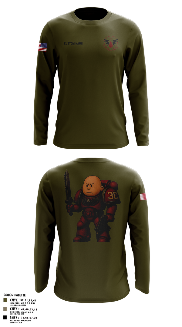 Long Sleeve Performance Shirt, CCo, 1-508PIR (OG), Army, Teamtime, Team time, sublimation, custom sports apparel, team uniforms, spirit wear, spiritwear, sports uniforms, custom shirts, team store, custom team store, fundraiser sports, apparel fundraiser