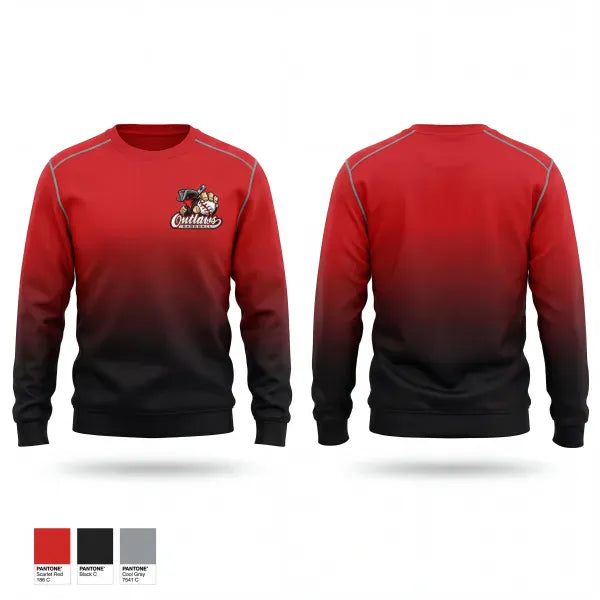 Crew Neck Sweatshirt, Houston Outlaws, Baseball, Teamtime, Team time, sublimation, custom sports apparel, team uniforms, spirit wear, spiritwear, sports uniforms, custom shirts, team store, custom team store, fundraiser sports, apparel fundraiser
