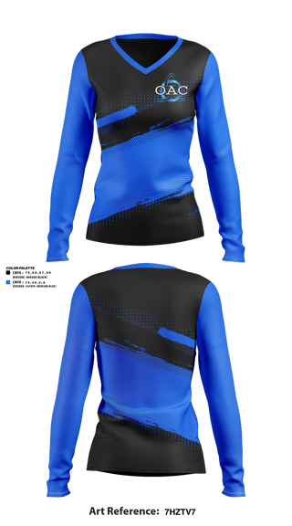 Womens Long Sleeve Vneck Shirt, OA Cheerleading, Cheer, Teamtime, Team time, sublimation, custom sports apparel, team uniforms, spirit wear, spiritwear, sports uniforms, custom shirts, team store, custom team store, fundraiser sports, apparel fundraiser