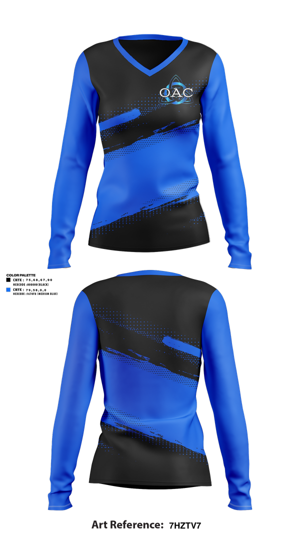 Womens Long Sleeve Vneck Shirt, OA Cheerleading, Cheer, Teamtime, Team time, sublimation, custom sports apparel, team uniforms, spirit wear, spiritwear, sports uniforms, custom shirts, team store, custom team store, fundraiser sports, apparel fundraiser
