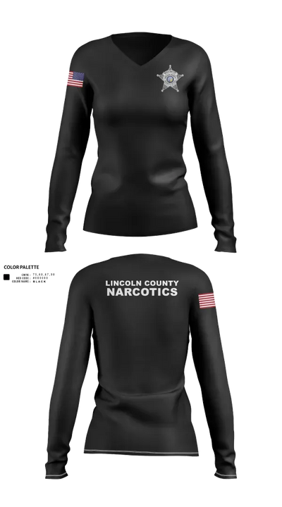 Lincoln County Narcotics 81046896 Women's Long Sleeve V-neck Shirt - 30