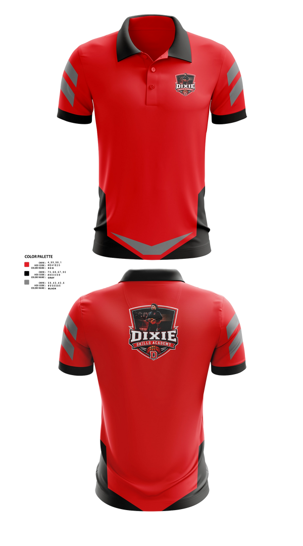 Short Sleeve Performance Polo, Dixie Skills Academy, Men's Basketball, Teamtime, Team time, sublimation, custom sports apparel, team uniforms, spirit wear, spiritwear, sports uniforms, custom shirts, team store, custom team store, fundraiser sports, apparel fundraiser
