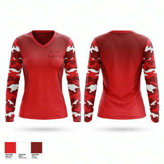 Womens Long Sleeve Vneck Shirt, Twin Lakes, Cheer, Teamtime, Team time, sublimation, custom sports apparel, team uniforms, spirit wear, spiritwear, sports uniforms, custom shirts, team store, custom team store, fundraiser sports, apparel fundraiser