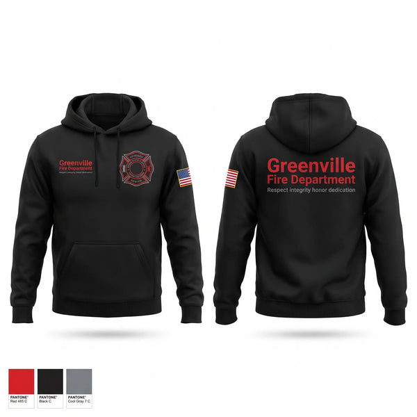Hoodie, Greenville Fire Department, Fire Department, Teamtime, Team time, sublimation, custom sports apparel, team uniforms, spirit wear, spiritwear, sports uniforms, custom shirts, team store, custom team store, fundraiser sports, apparel fundraiser