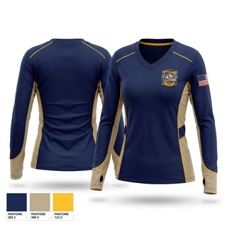 Womens Long Sleeve Vneck Shirt, Engine Company 4, Fire Department, Teamtime, Team time, sublimation, custom sports apparel, team uniforms, spirit wear, spiritwear, sports uniforms, custom shirts, team store, custom team store, fundraiser sports, apparel fundraiser