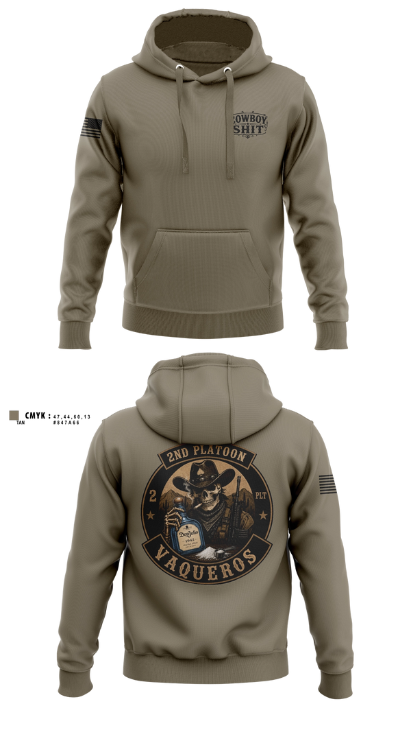 Hoodie, 2nd Platoon Vaqueros, Army, Teamtime, Team time, sublimation, custom sports apparel, team uniforms, spirit wear, spiritwear, sports uniforms, custom shirts, team store, custom team store, fundraiser sports, apparel fundraiser