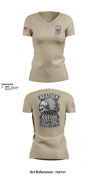 Womens Short Sleeve Vneck Shirt, 307th SMC, National Guard, Teamtime, Team time, sublimation, custom sports apparel, team uniforms, spirit wear, spiritwear, sports uniforms, custom shirts, team store, custom team store, fundraiser sports, apparel fundraiser