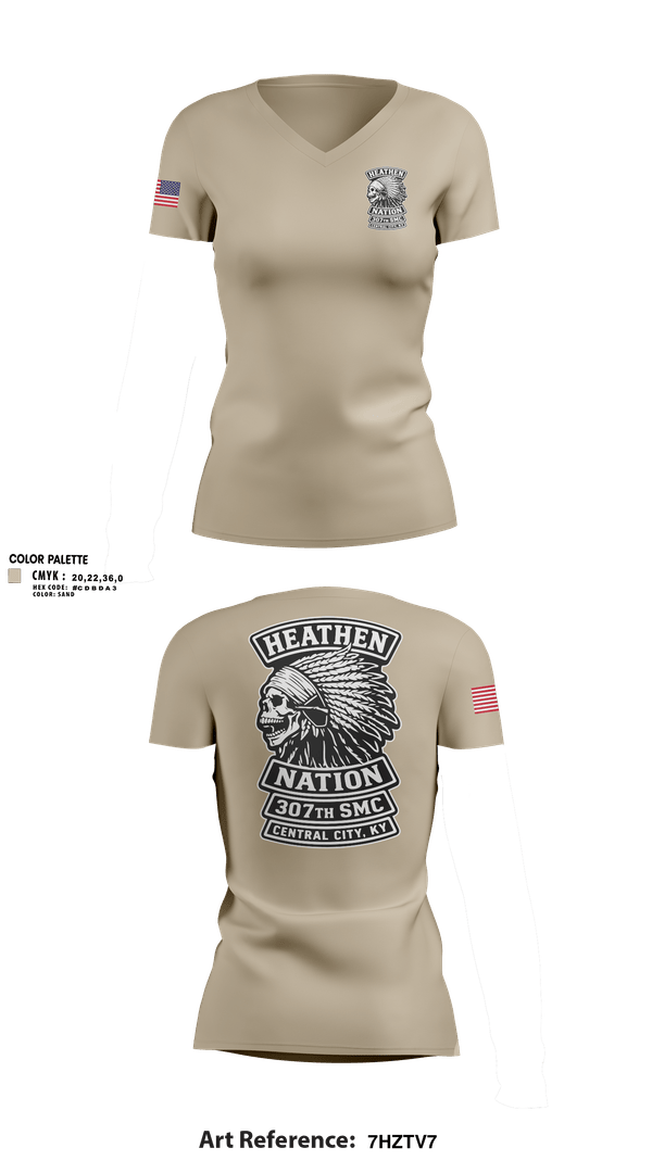 Womens Short Sleeve Vneck Shirt, 307th SMC, National Guard, Teamtime, Team time, sublimation, custom sports apparel, team uniforms, spirit wear, spiritwear, sports uniforms, custom shirts, team store, custom team store, fundraiser sports, apparel fundraiser