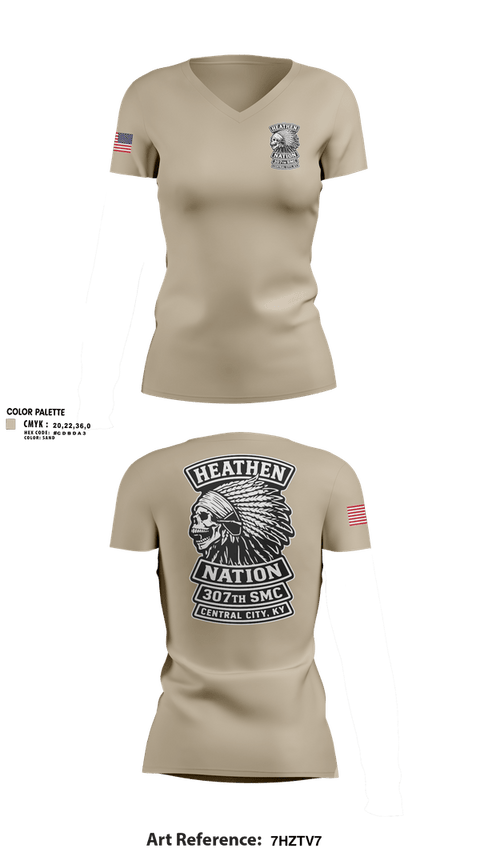 Womens Long Sleeve Vneck Shirt, 307th SMC, National Guard, Teamtime, Team time, sublimation, custom sports apparel, team uniforms, spirit wear, spiritwear, sports uniforms, custom shirts, team store, custom team store, fundraiser sports, apparel fundraiser