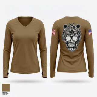 Womens Long Sleeve Vneck Shirt, 451 Civil Affairs, Army, Teamtime, Team time, sublimation, custom sports apparel, team uniforms, spirit wear, spiritwear, sports uniforms, custom shirts, team store, custom team store, fundraiser sports, apparel fundraiser