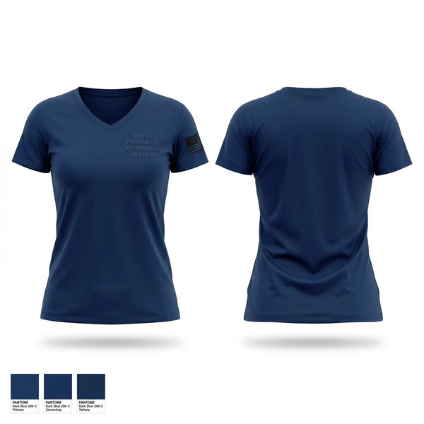 Womens Short Sleeve Vneck Shirt, Mobile police dept 4th precinct 3rd Squad, Police, Teamtime, Team time, sublimation, custom sports apparel, team uniforms, spirit wear, spiritwear, sports uniforms, custom shirts, team store, custom team store, fundraiser sports, apparel fundraiser