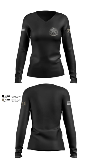 Womens Long Sleeve Vneck Shirt, TCAE, GSB, 10TH SFG(A), Army, Teamtime, Team time, sublimation, custom sports apparel, team uniforms, spirit wear, spiritwear, sports uniforms, custom shirts, team store, custom team store, fundraiser sports, apparel fundraiser
