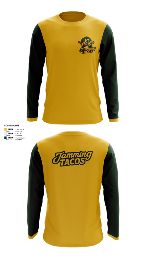 Long Sleeve Performance Shirt, Jamming Tacos, Baseball, Teamtime, Team time, sublimation, custom sports apparel, team uniforms, spirit wear, spiritwear, sports uniforms, custom shirts, team store, custom team store, fundraiser sports, apparel fundraiser