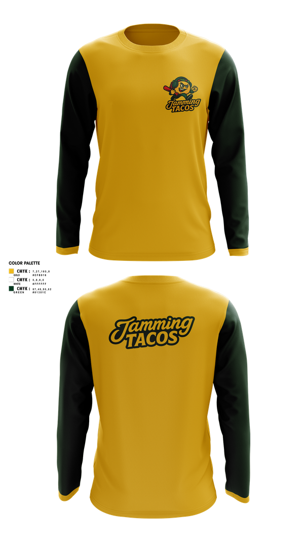 Long Sleeve Performance Shirt, Jamming Tacos, Baseball, Teamtime, Team time, sublimation, custom sports apparel, team uniforms, spirit wear, spiritwear, sports uniforms, custom shirts, team store, custom team store, fundraiser sports, apparel fundraiser