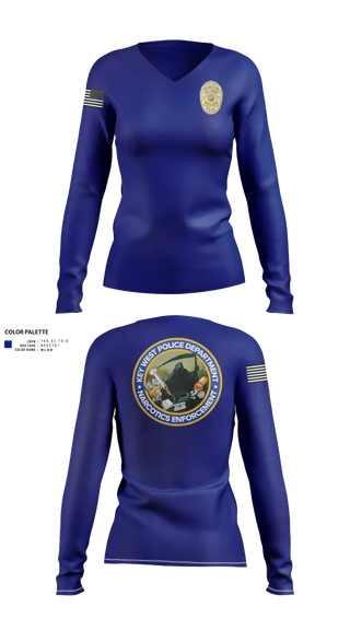 Womens Long Sleeve Vneck Shirt, Key West Police Department, , Teamtime, Team time, sublimation, custom sports apparel, team uniforms, spirit wear, spiritwear, sports uniforms, custom shirts, team store, custom team store, fundraiser sports, apparel fundraiser