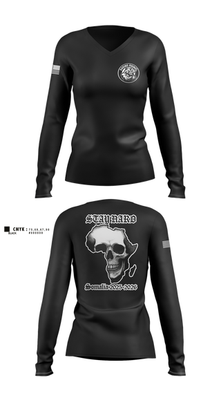 Womens Long Sleeve Vneck Shirt, 180th ESC, Army, Teamtime, Team time, sublimation, custom sports apparel, team uniforms, spirit wear, spiritwear, sports uniforms, custom shirts, team store, custom team store, fundraiser sports, apparel fundraiser