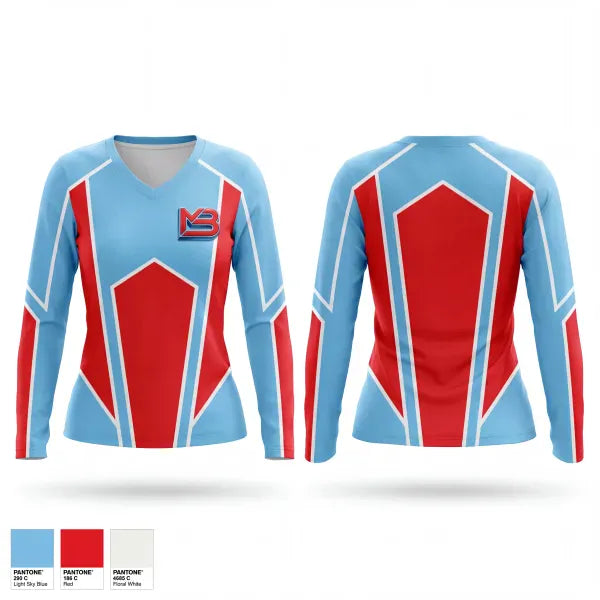 Womens Long Sleeve Vneck Shirt, Mikey Baseball, Baseball, Teamtime, Team time, sublimation, custom sports apparel, team uniforms, spirit wear, spiritwear, sports uniforms, custom shirts, team store, custom team store, fundraiser sports, apparel fundraiser
