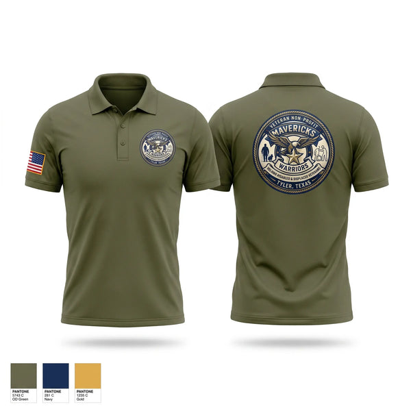 Short Sleeve Performance Polo, Mavericks Warriors, Army, Teamtime, Team time, sublimation, custom sports apparel, team uniforms, spirit wear, spiritwear, sports uniforms, custom shirts, team store, custom team store, fundraiser sports, apparel fundraiser