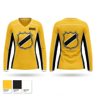 Womens Long Sleeve Vneck Shirt, MNHL, Ice Hockey, Teamtime, Team time, sublimation, custom sports apparel, team uniforms, spirit wear, spiritwear, sports uniforms, custom shirts, team store, custom team store, fundraiser sports, apparel fundraiser
