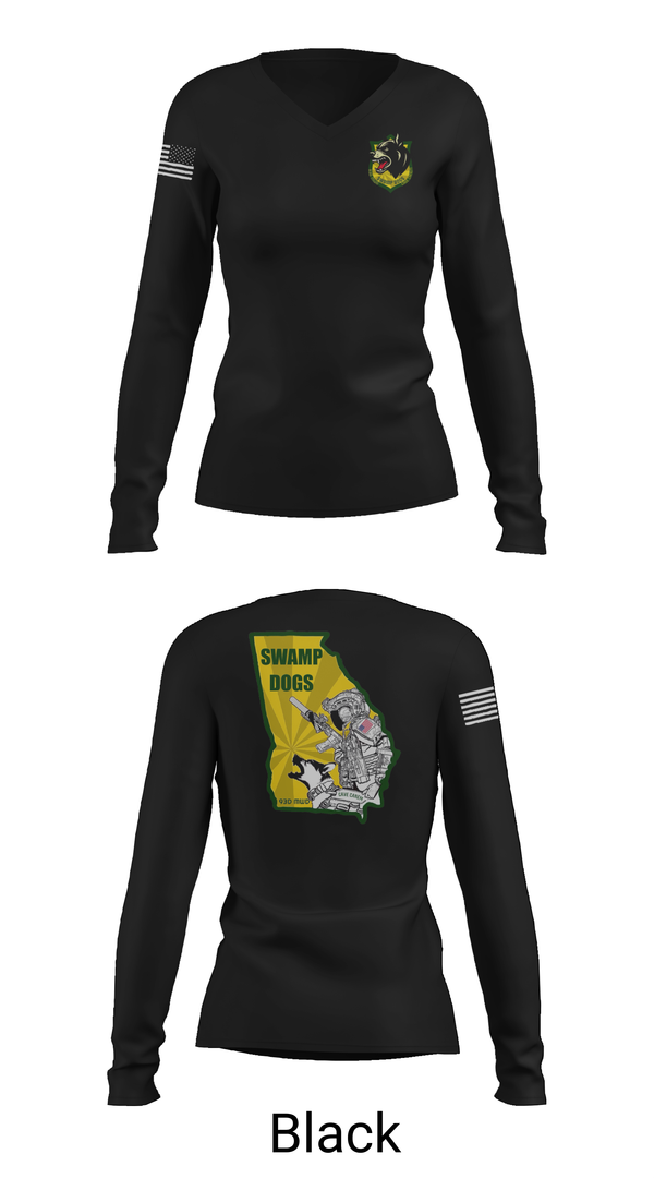 Womens Long Sleeve Vneck Shirt, 93D MP DET (MWD), , Teamtime, Team time, sublimation, custom sports apparel, team uniforms, spirit wear, spiritwear, sports uniforms, custom shirts, team store, custom team store, fundraiser sports, apparel fundraiser
