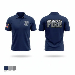 Short Sleeve Performance Polo, Limestone Fire Protection District, Fire Department, Teamtime, Team time, sublimation, custom sports apparel, team uniforms, spirit wear, spiritwear, sports uniforms, custom shirts, team store, custom team store, fundraiser sports, apparel fundraiser