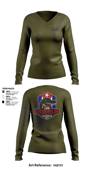 Womens Long Sleeve Vneck Shirt, Los Cocodrilos, Men's Lacrosse, Teamtime, Team time, sublimation, custom sports apparel, team uniforms, spirit wear, spiritwear, sports uniforms, custom shirts, team store, custom team store, fundraiser sports, apparel fundraiser