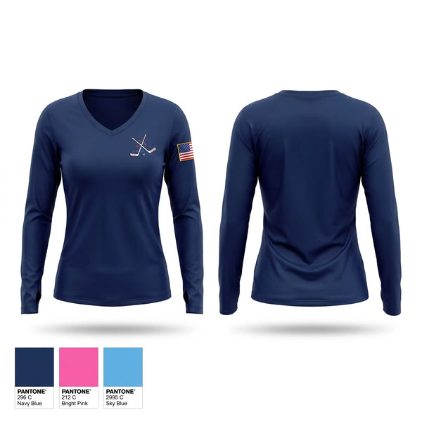 Womens Long Sleeve Vneck Shirt, Probation / Parole, Police, Teamtime, Team time, sublimation, custom sports apparel, team uniforms, spirit wear, spiritwear, sports uniforms, custom shirts, team store, custom team store, fundraiser sports, apparel fundraiser