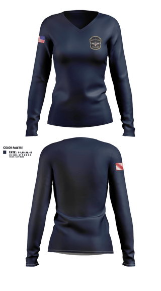 Womens Long Sleeve Vneck Shirt, Noblesville Police Department, Police, Teamtime, Team time, sublimation, custom sports apparel, team uniforms, spirit wear, spiritwear, sports uniforms, custom shirts, team store, custom team store, fundraiser sports, apparel fundraiser