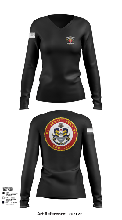 USS Rafael Peralta DDG 115 35678200 Women's Long Sleeve V-neck Shirt - 102