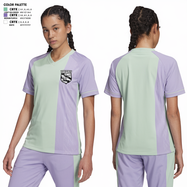 Womens Short Sleeve Vneck Shirt, San Carlos Park Scorpion SC, Women's Soccer, Teamtime, Team time, sublimation, custom sports apparel, team uniforms, spirit wear, spiritwear, sports uniforms, custom shirts, team store, custom team store, fundraiser sports, apparel fundraiser