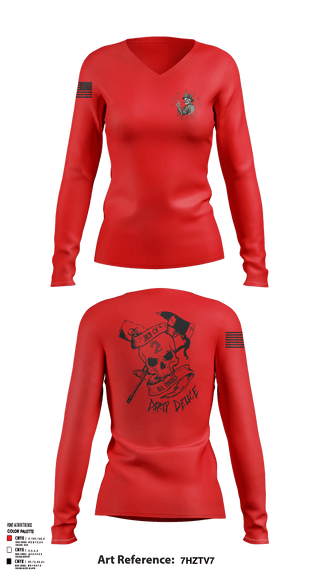Women's Long Sleeve Vneck Shirt, 386th ECES/CEF, Fire Department, Teamtime, Team time, sublimation, custom sports apparel, team uniforms, spirit wear, spiritwear, sports uniforms, custom shirts, team store, custom team store, fundraiser sports, apparel fundraiser