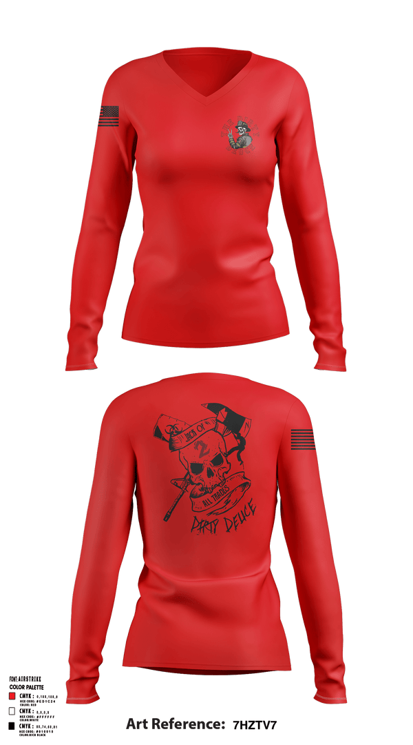 Women's Long Sleeve Vneck Shirt, 386th ECES/CEF, Fire Department, Teamtime, Team time, sublimation, custom sports apparel, team uniforms, spirit wear, spiritwear, sports uniforms, custom shirts, team store, custom team store, fundraiser sports, apparel fundraiser