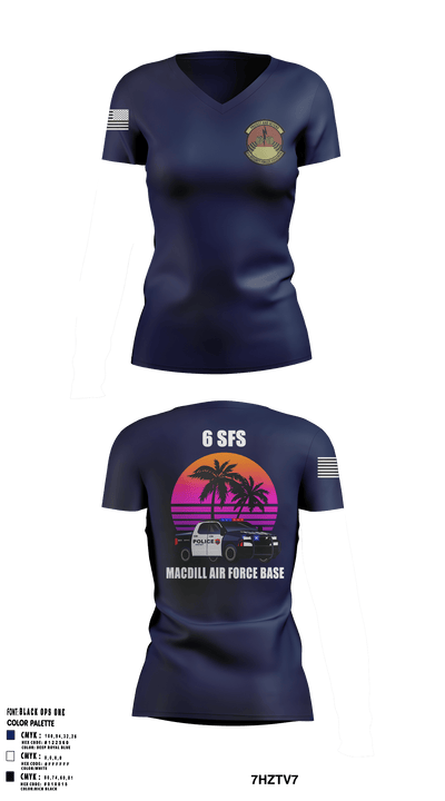 6th Security Forces Squadron 79689853 Women's Short Sleeve V-neck Shirt - 5