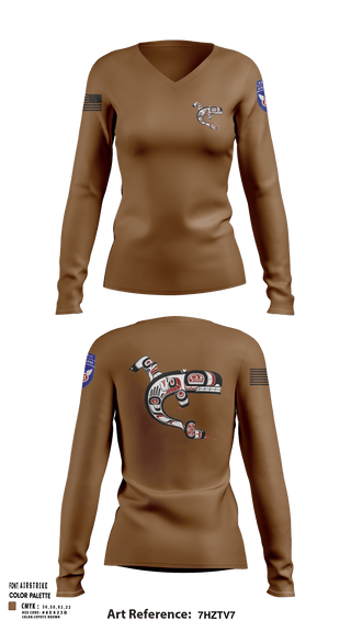 Women's Long Sleeve Vneck Shirt, 725 SPO, Army, Teamtime, Team time, sublimation, custom sports apparel, team uniforms, spirit wear, spiritwear, sports uniforms, custom shirts, team store, custom team store, fundraiser sports, apparel fundraiser