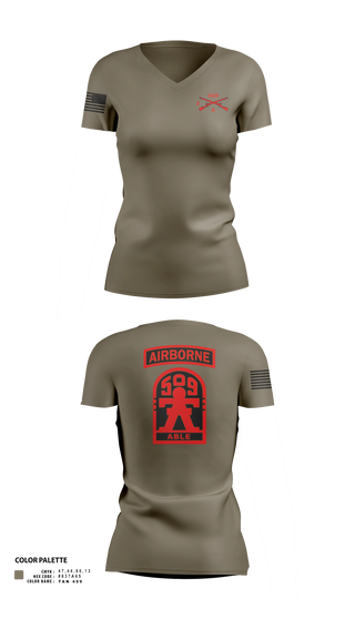 Women's Short Sleeve Vneck Shirt, 3-509th Parachute Infantry BN Able Nation, , Teamtime, Team time, sublimation, custom sports apparel, team uniforms, spirit wear, spiritwear, sports uniforms, custom shirts, team store, custom team store, fundraiser sports, apparel fundraiser