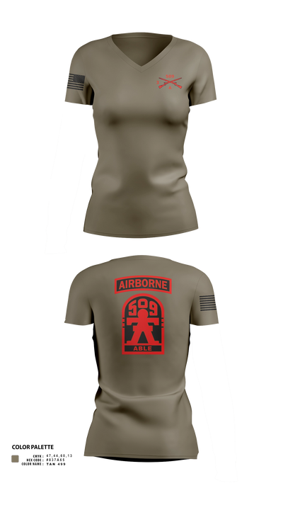 3-509th Parachute Infantry BN Able Nation 10459424 Women's Short Sleeve V-neck Shirt - 22