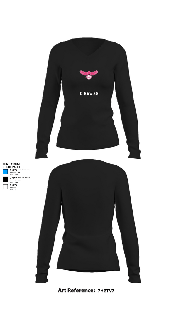 Women's Long Sleeve Vneck Shirt, C hawks, Men's Basketball, Teamtime, Team time, sublimation, custom sports apparel, team uniforms, spirit wear, spiritwear, sports uniforms, custom shirts, team store, custom team store, fundraiser sports, apparel fundraiser