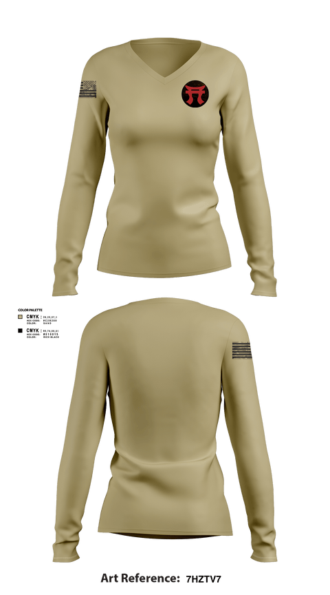 Women's Long Sleeve Vneck Shirt, 187th Iron Rakkasans, Army, Teamtime, Team time, sublimation, custom sports apparel, team uniforms, spirit wear, spiritwear, sports uniforms, custom shirts, team store, custom team store, fundraiser sports, apparel fundraiser