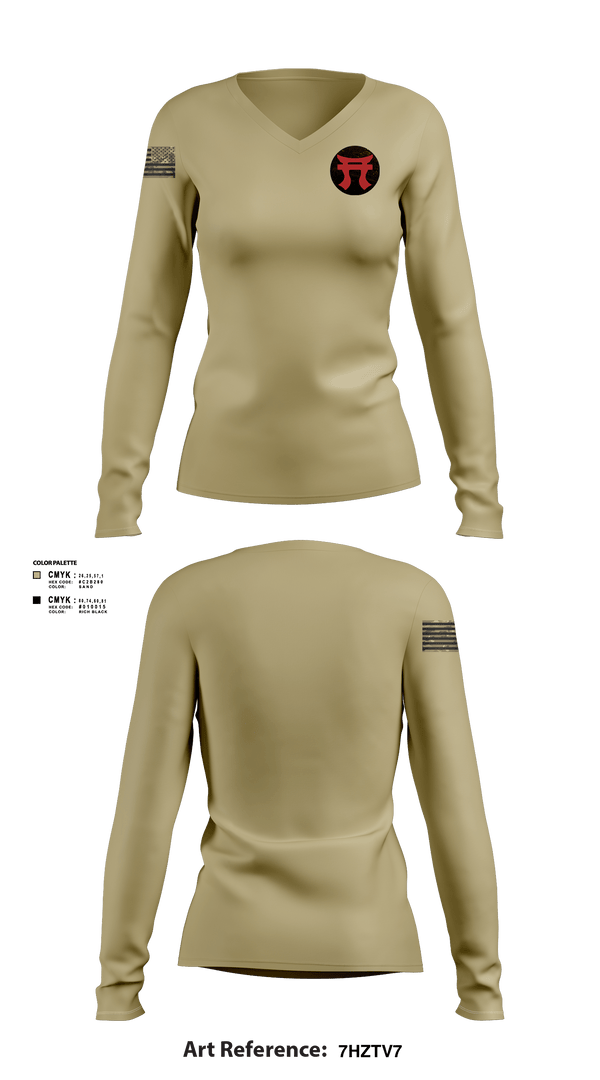 Women's Long Sleeve Vneck Shirt, 187th Iron Rakkasans, Army, Teamtime, Team time, sublimation, custom sports apparel, team uniforms, spirit wear, spiritwear, sports uniforms, custom shirts, team store, custom team store, fundraiser sports, apparel fundraiser