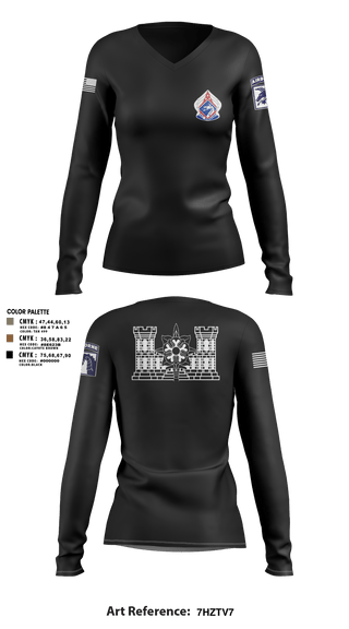 Women's Long Sleeve Vneck Shirt, XVIII ABN G2, Army, Teamtime, Team time, sublimation, custom sports apparel, team uniforms, spirit wear, spiritwear, sports uniforms, custom shirts, team store, custom team store, fundraiser sports, apparel fundraiser