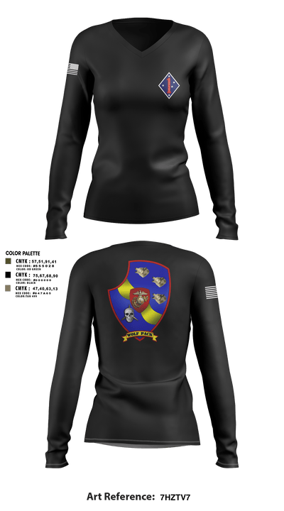 3rd LAR 1st MARDIV 13468961 Women's Long Sleeve V-neck Shirt - 3