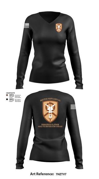 Women's Long Sleeve Vneck Shirt, 1st Platoon, 423 TC1st Platoon, 423 TC, , Teamtime, Team time, sublimation, custom sports apparel, team uniforms, spirit wear, spiritwear, sports uniforms, custom shirts, team store, custom team store, fundraiser sports, apparel fundraiser